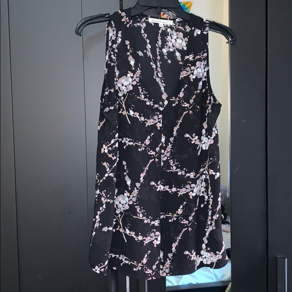 Daniel Rainn V-neck Black and Pink Blouse